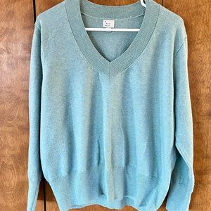 Women's Fine Gauge V-Neck Sweater - A New Day Light Blue L